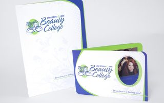 Sand Springs/Jenks Beauty College capabilities brochure and pocket folder